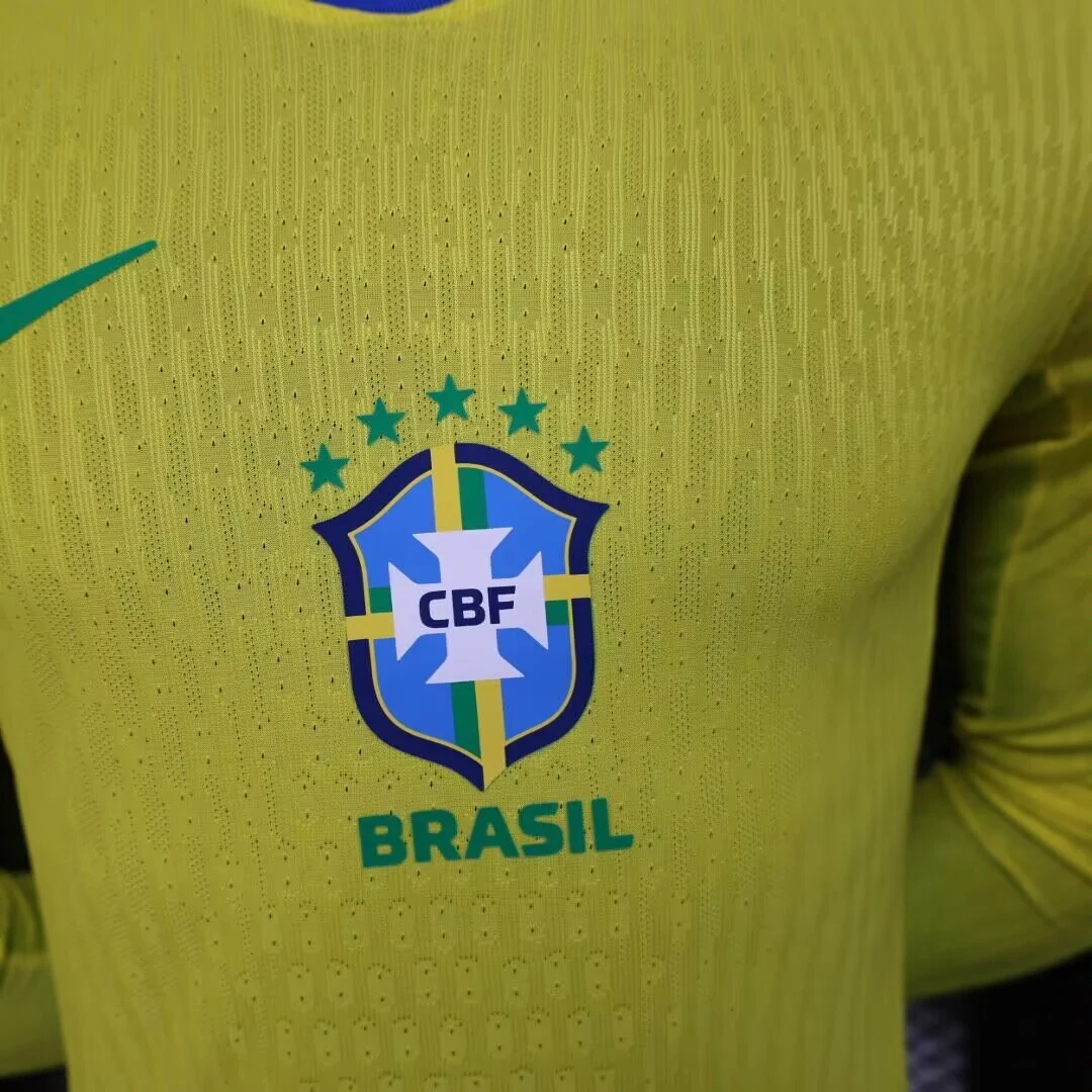 2025 Player Version Long Sleeve Brazil Home Football Shirt - 图片 5