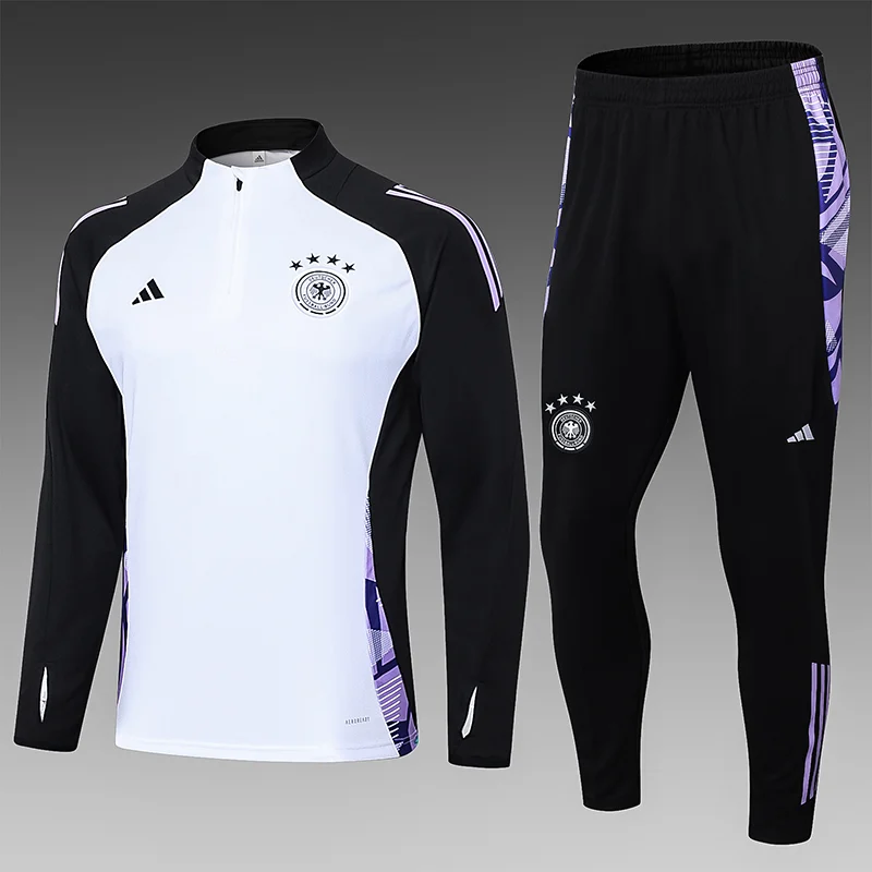 2024 Germany Half-Pull Training Suit White Football Shirt
