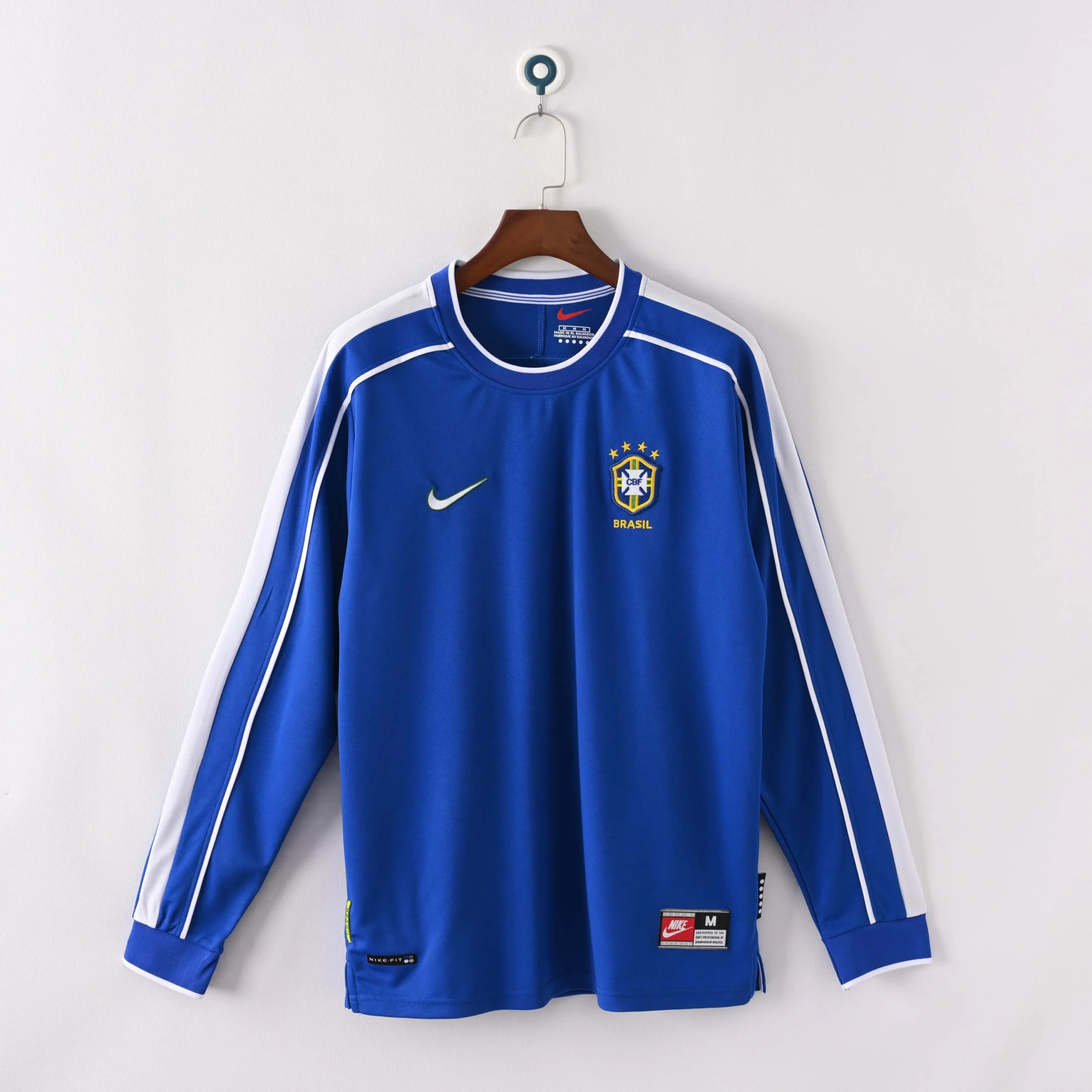 1998 Retro Long Sleeve Brazil Away Football Shirt