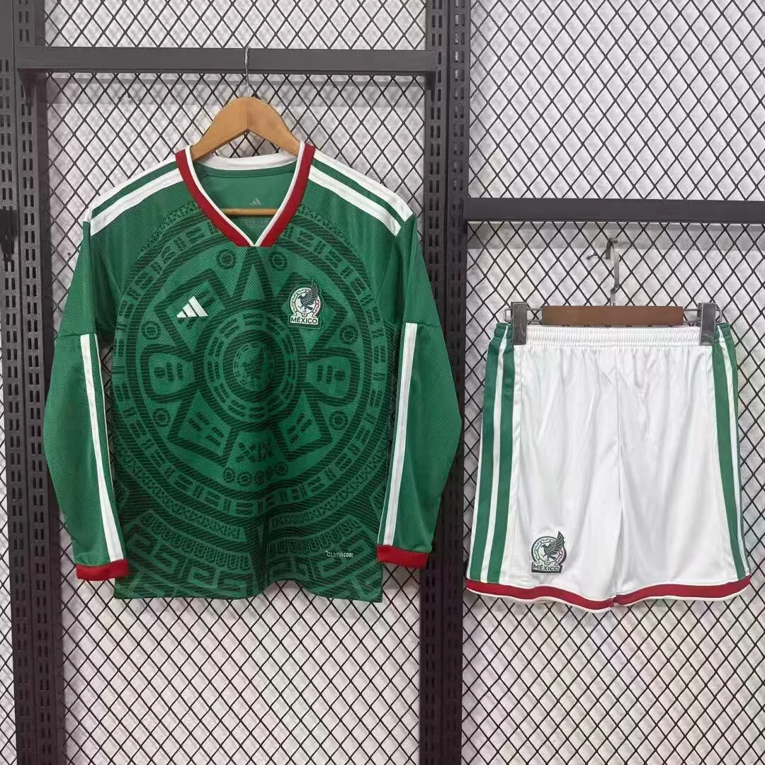2026 Mexico Home Long sleeves Football Shirt Kids Size