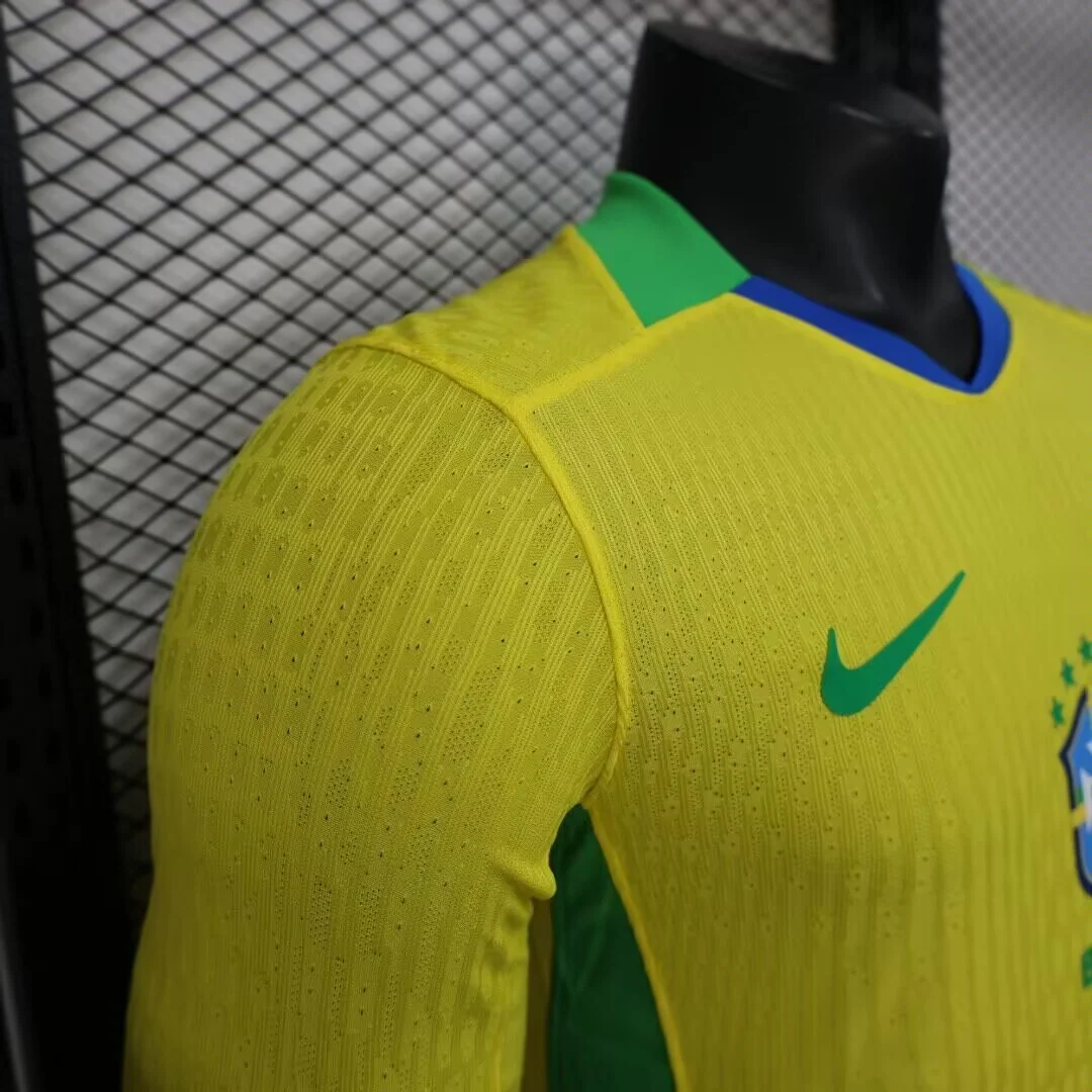 2025 Player Version Long Sleeve Brazil Home Football Shirt - 图片 9