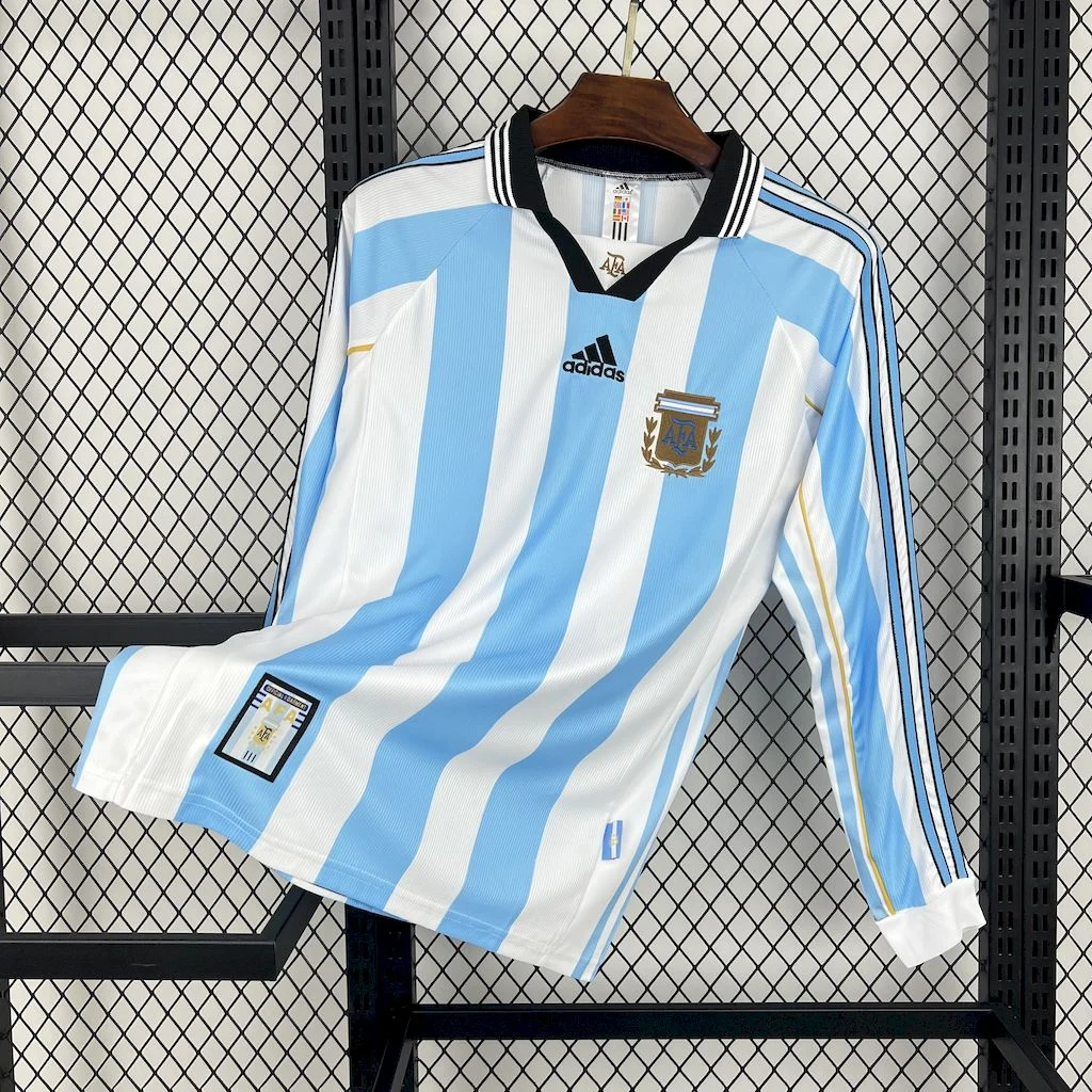 1998 Retro Long Sleeve Argentina Home Football Shirt