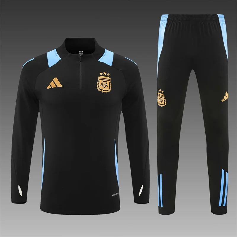2024/2025 Argentina Half-Pull Training Wear Black Football Shirt