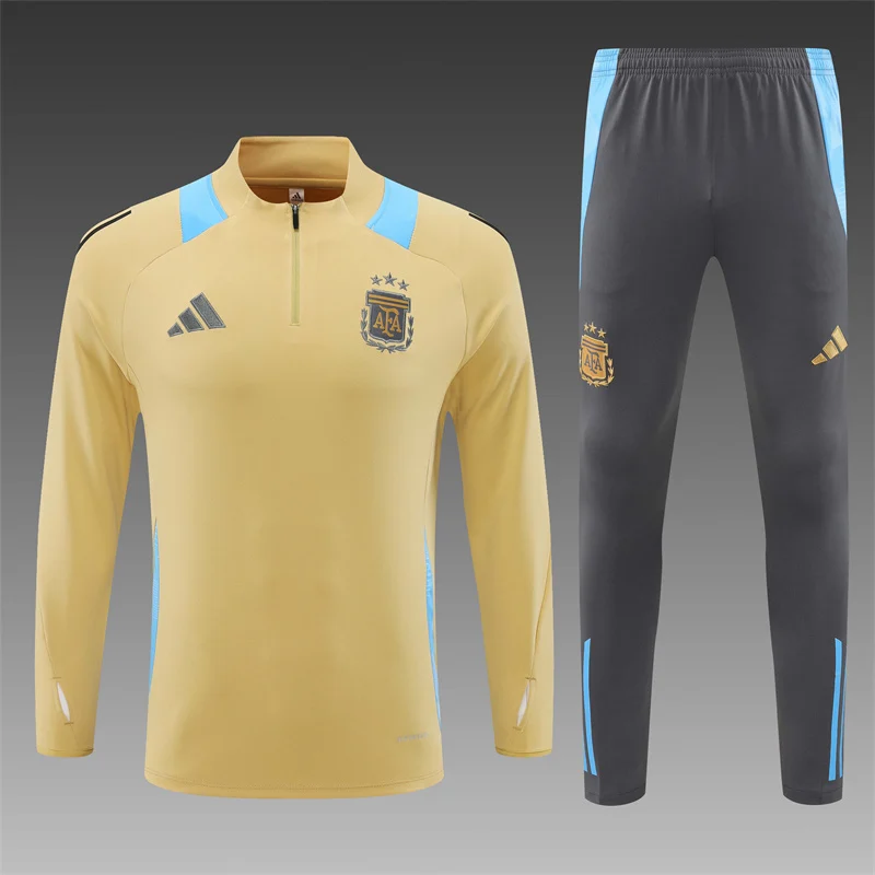 2024/2025 Argentina Half-Pull Training Wear Gold Football Shirt