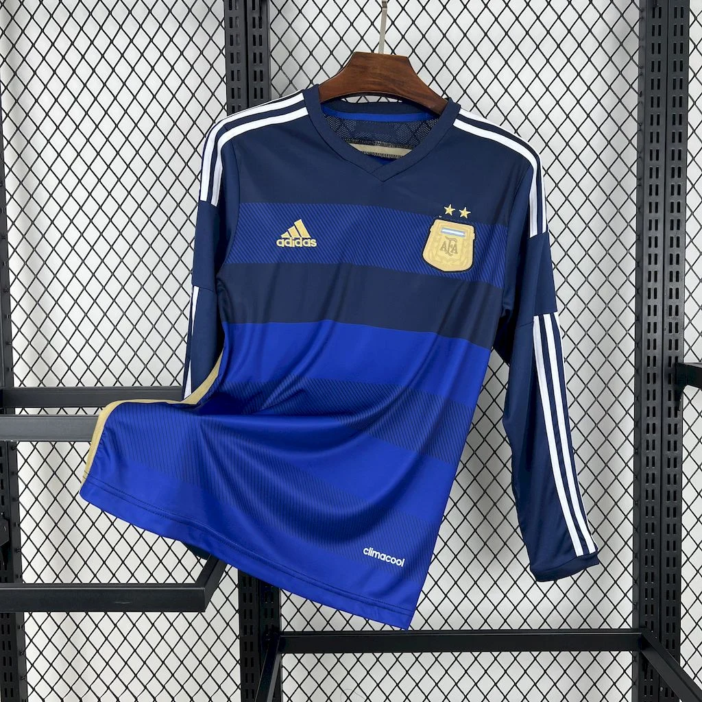2014 Retro Long Sleeve Argentina Away Football Shirt
