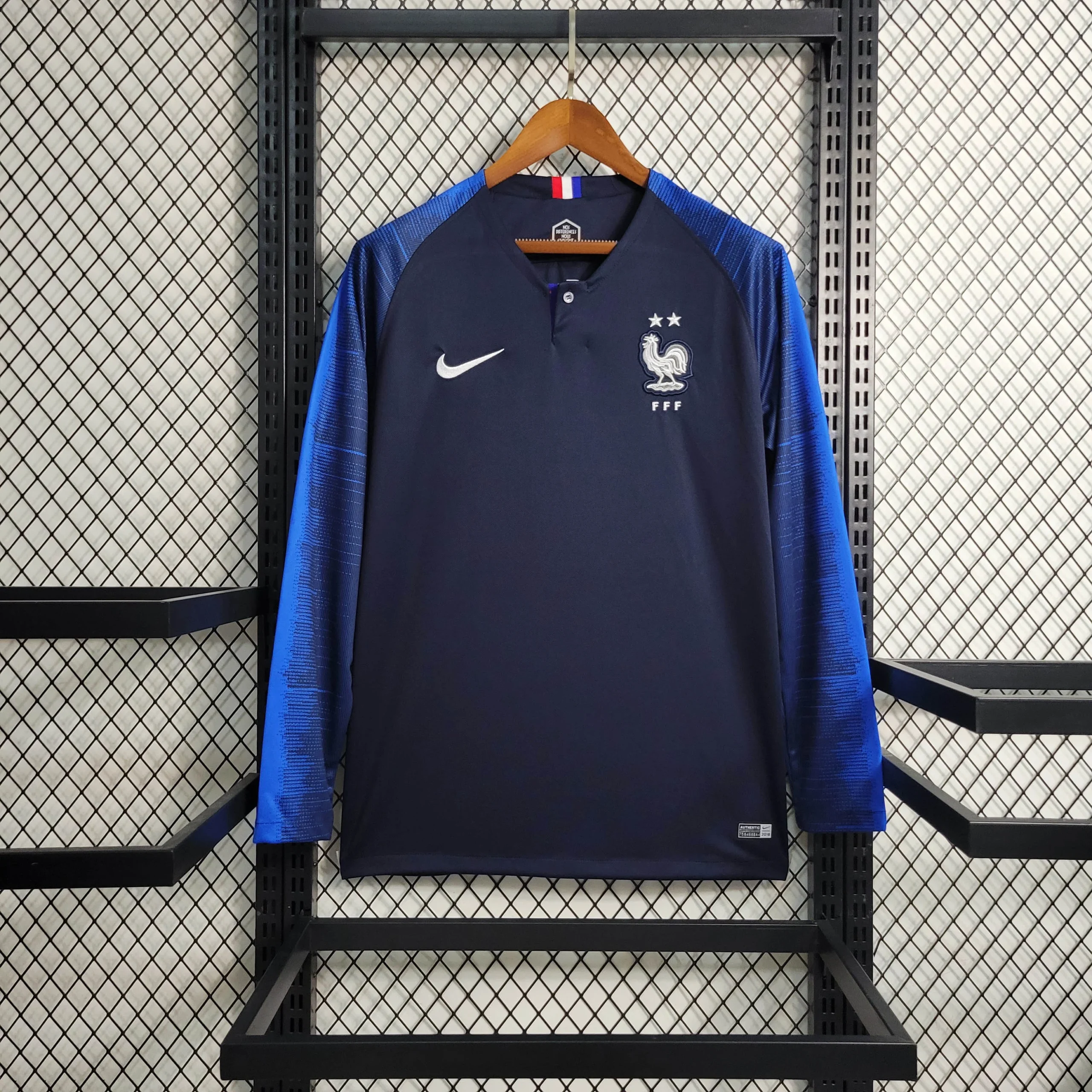 2018 Retro Long Sleeve France Home Football Shirt