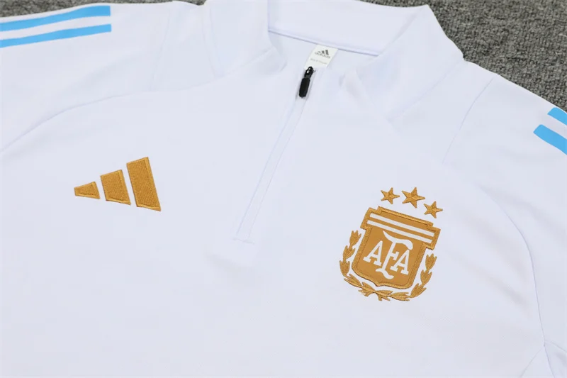 2024/2025 Argentina Half-Pull Training Wear White Football Shirt - 图片 5